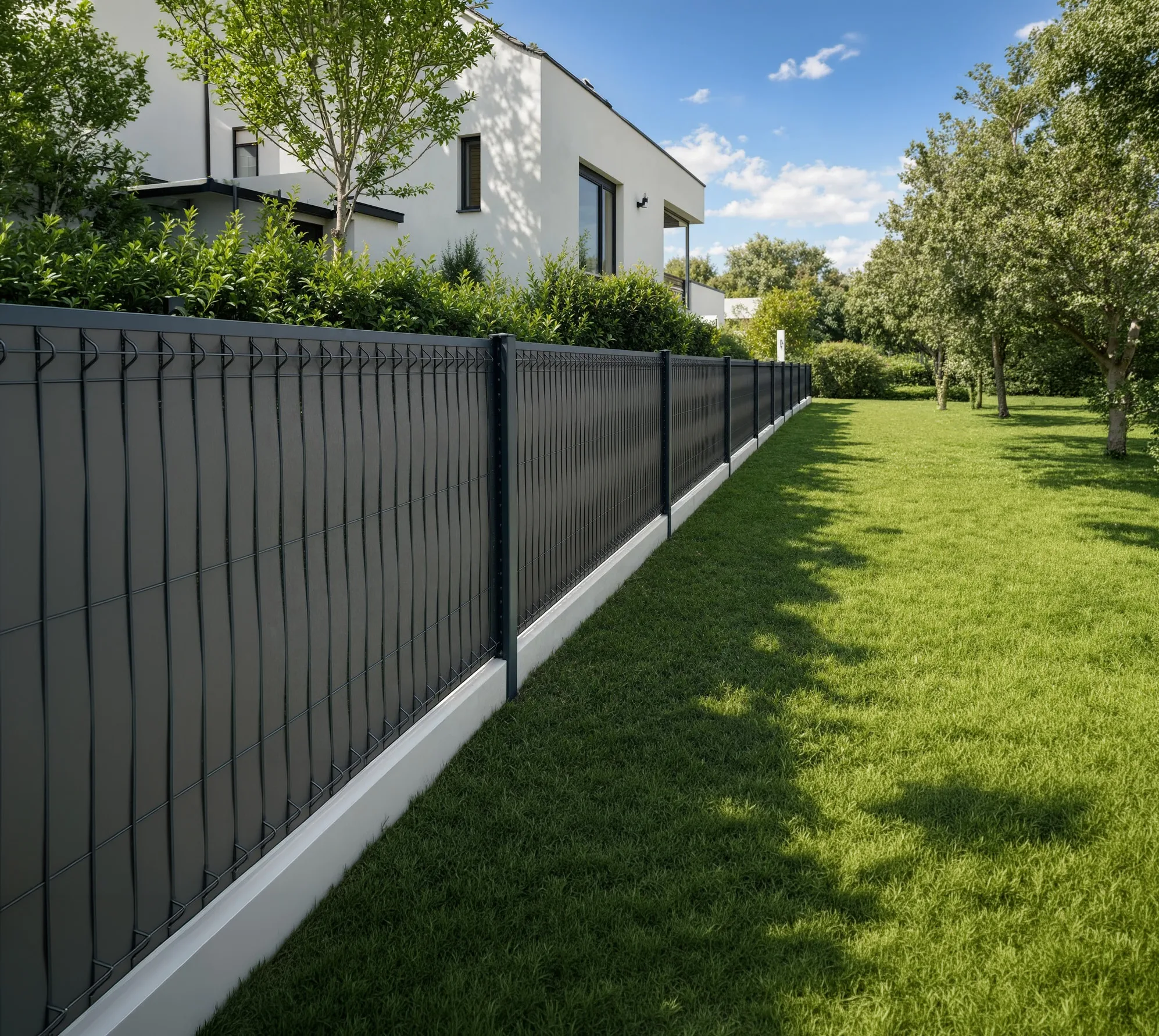 Réalisation d'une clôture occultante au bord d'un jardin