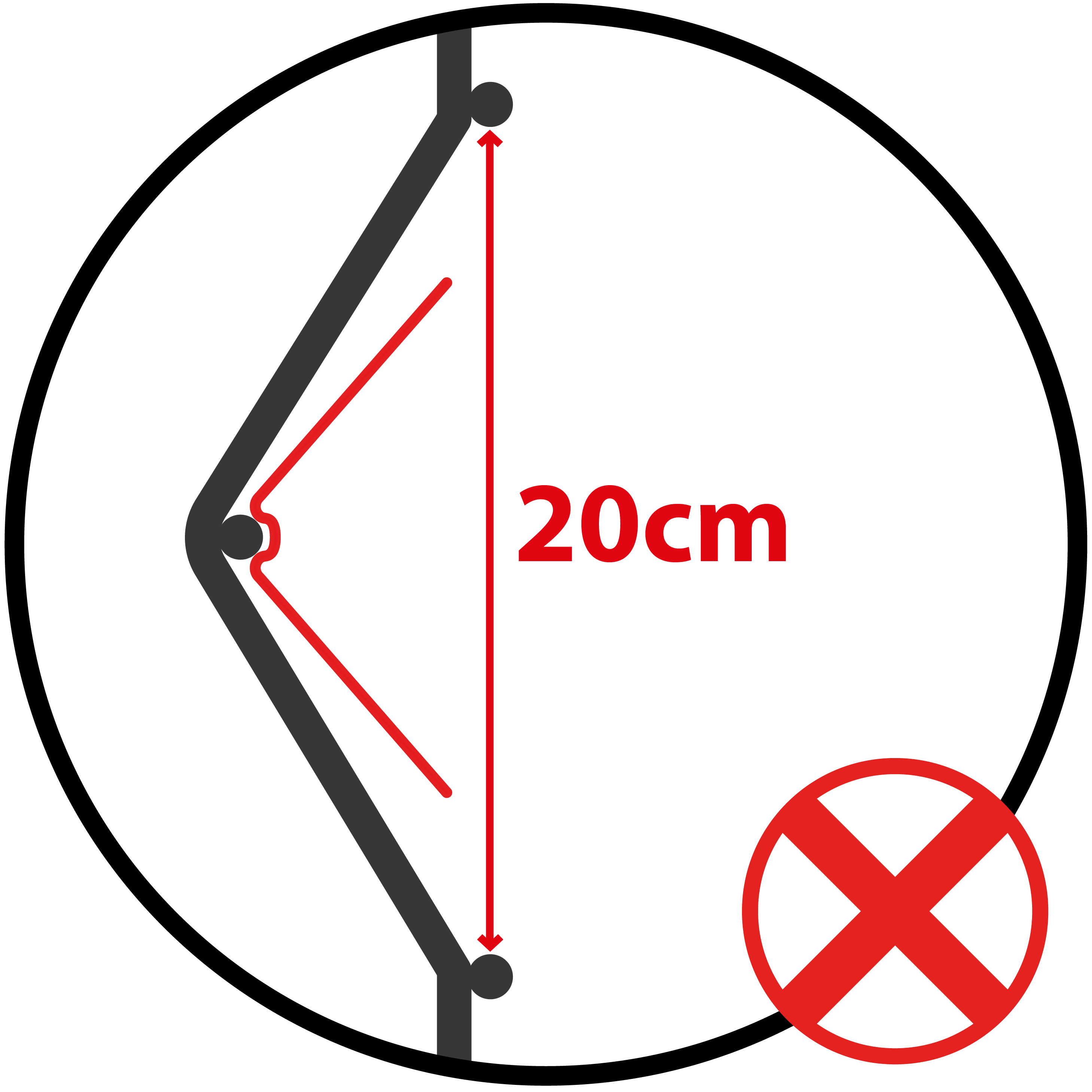 Schéma d'un pli de renfort de 20 cm non compatible avec le kit PVC